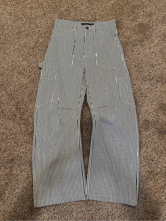 Lioness Pants - Lioness navy & White Striped Wide-Leg Cargo Pants